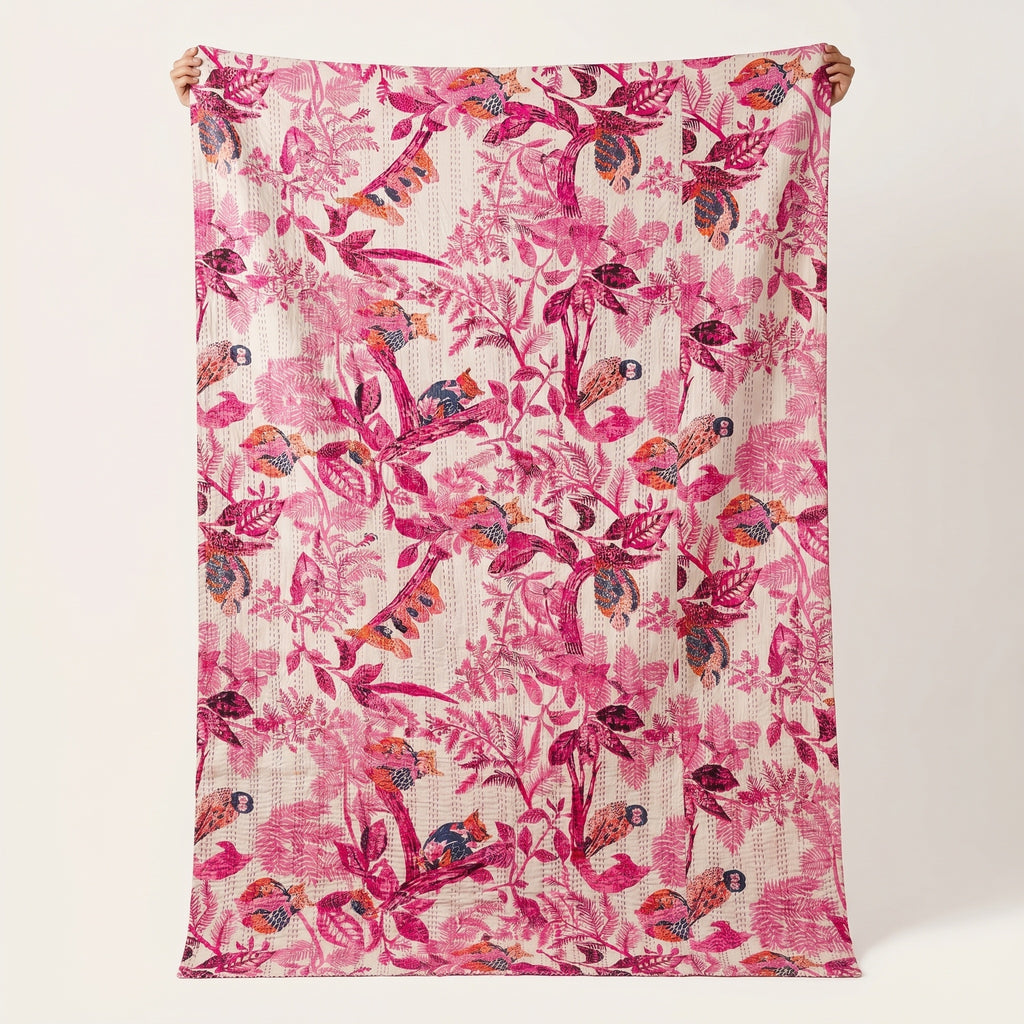 Lotus Petal Cotton Reversible Kantha Throw