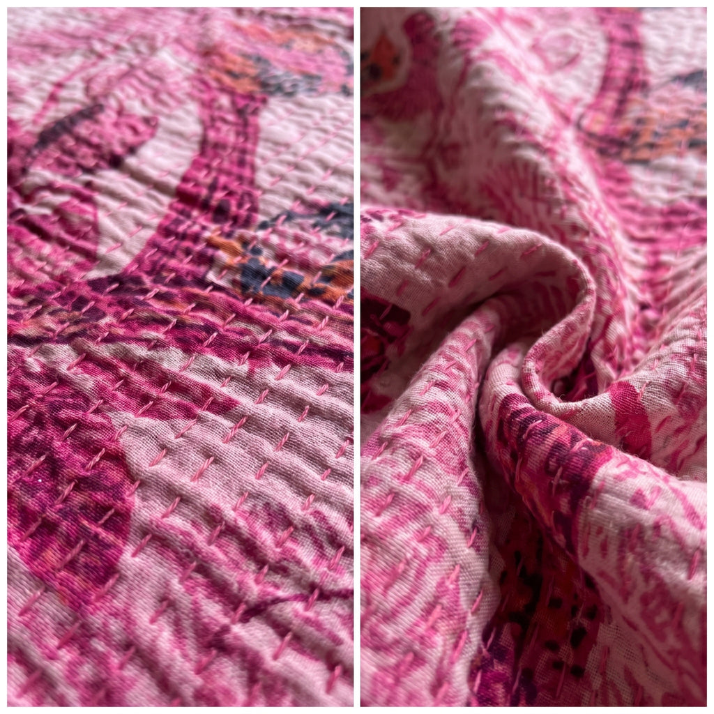 Lotus Petal Cotton Reversible Kantha Throw