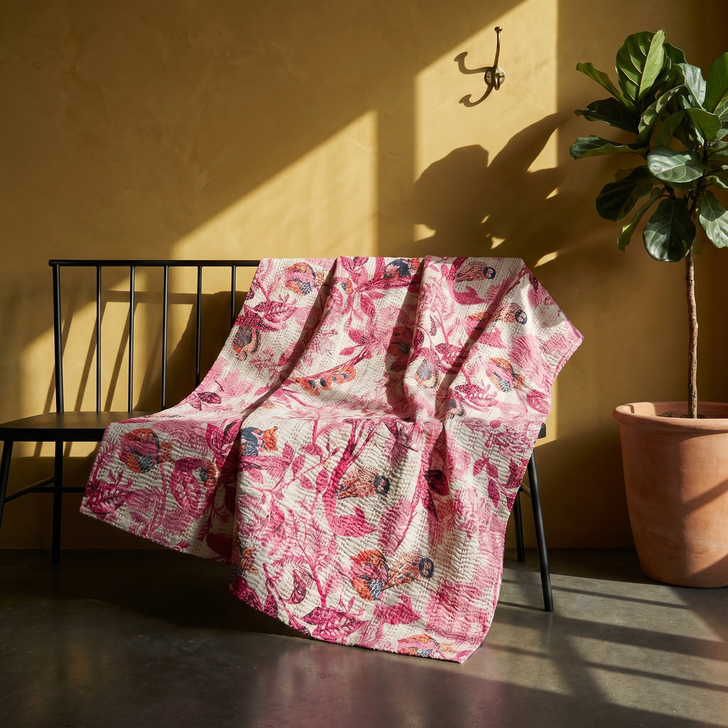 Lotus Petal Cotton Reversible Kantha Throw
