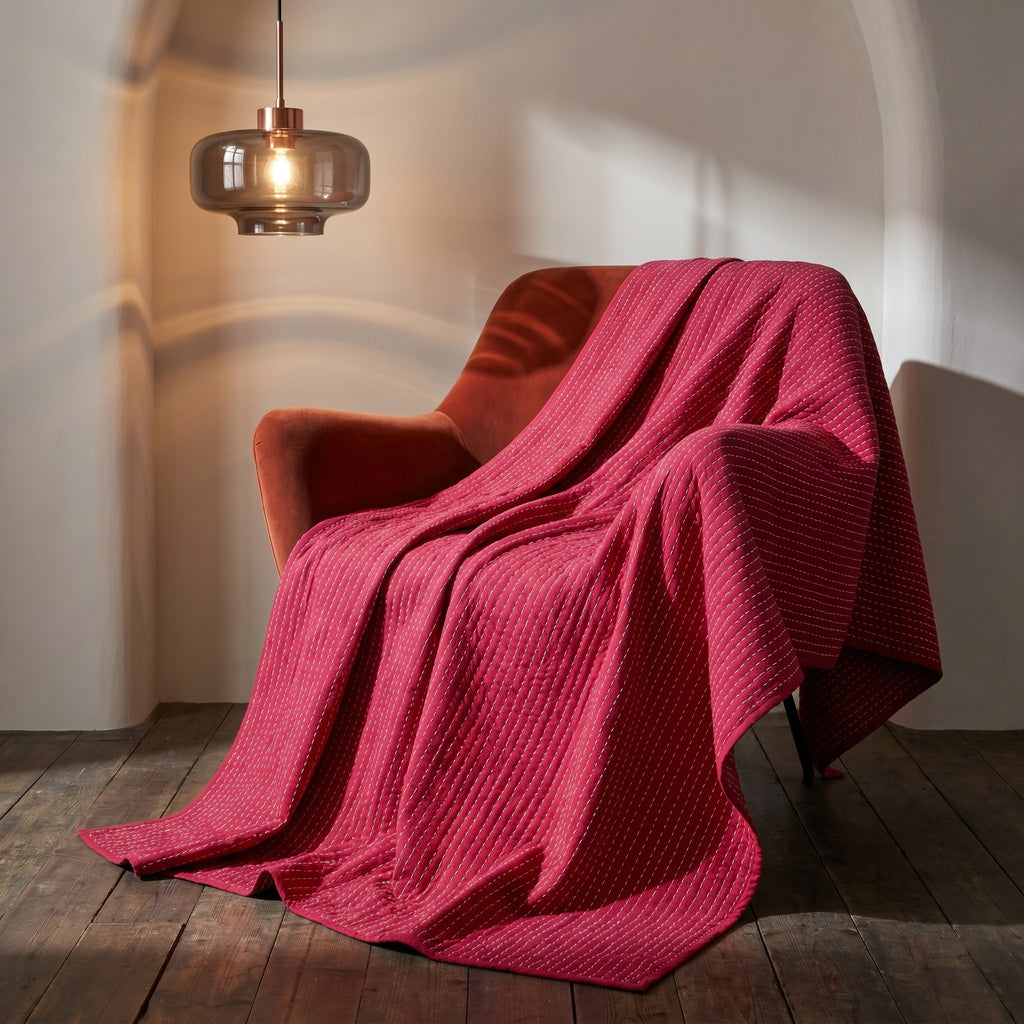 Lotus Petal Cotton Reversible Kantha Throw
