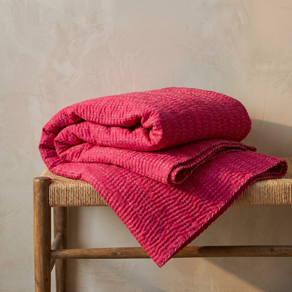 Lotus Petal Cotton Reversible Kantha Throw
