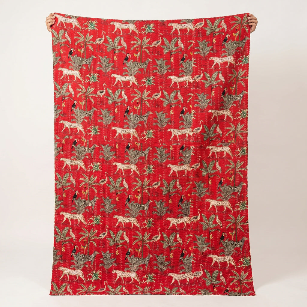 Soft Mist Cotton Reversible Kantha Throw