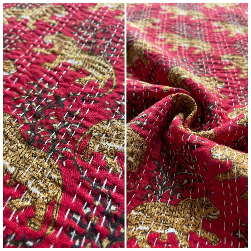 Serene Maple Cotton Reversible Kantha Throw