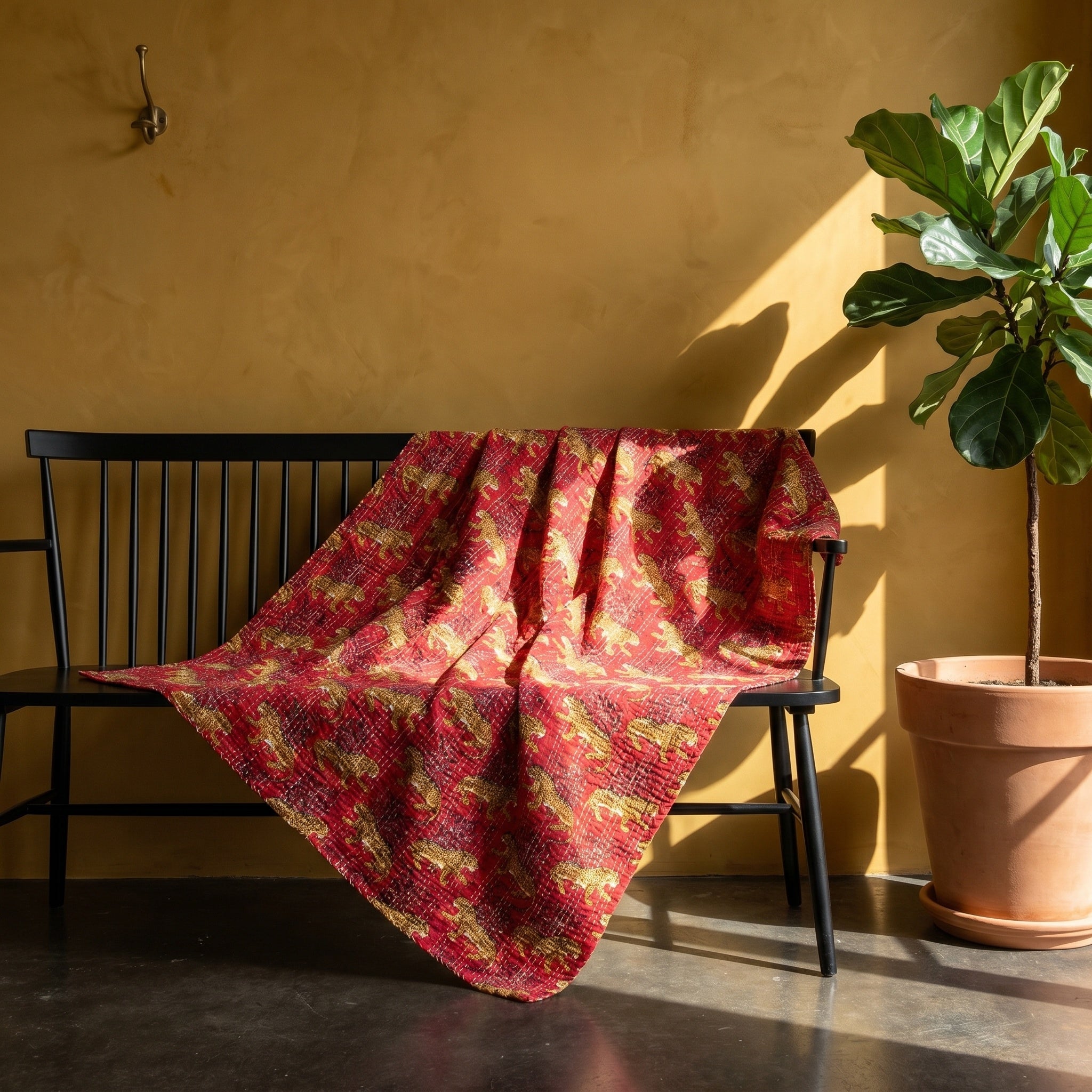 Serene Maple Cotton Reversible Kantha Throw