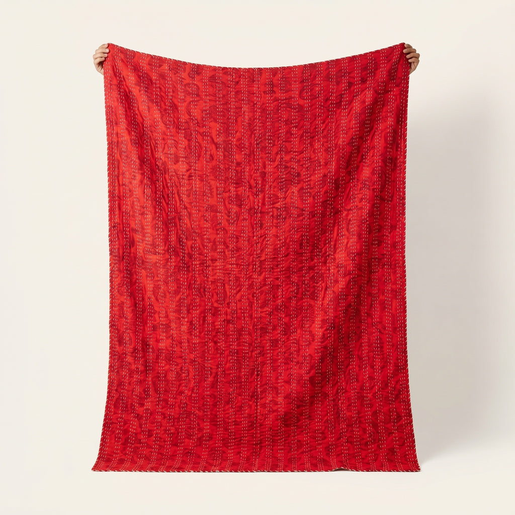 Soft Mist Cotton Reversible Kantha Throw