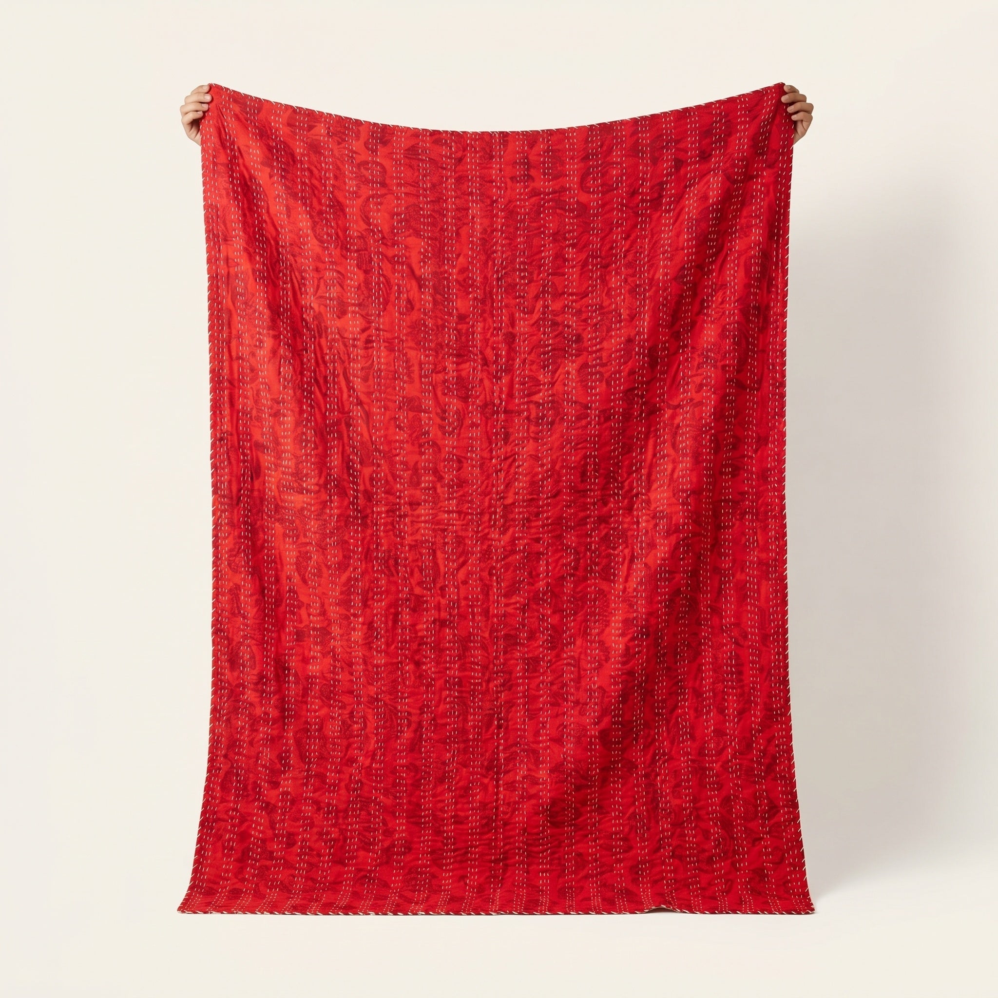Soft Mist Cotton Reversible Kantha Throw