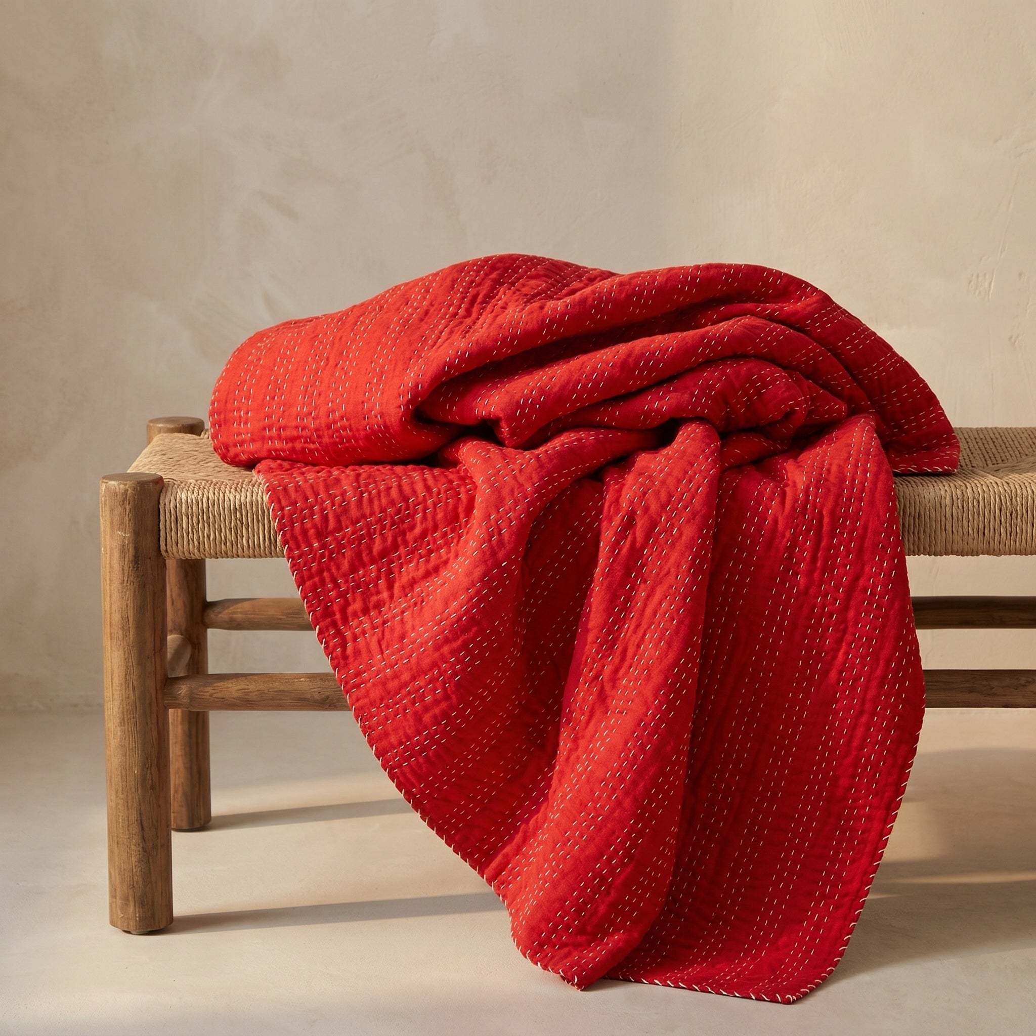 Soft Mist Cotton Reversible Kantha Throw