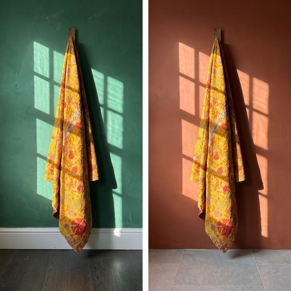 Heirloom Stone Luxury Vintage Suzani Kantha Throw