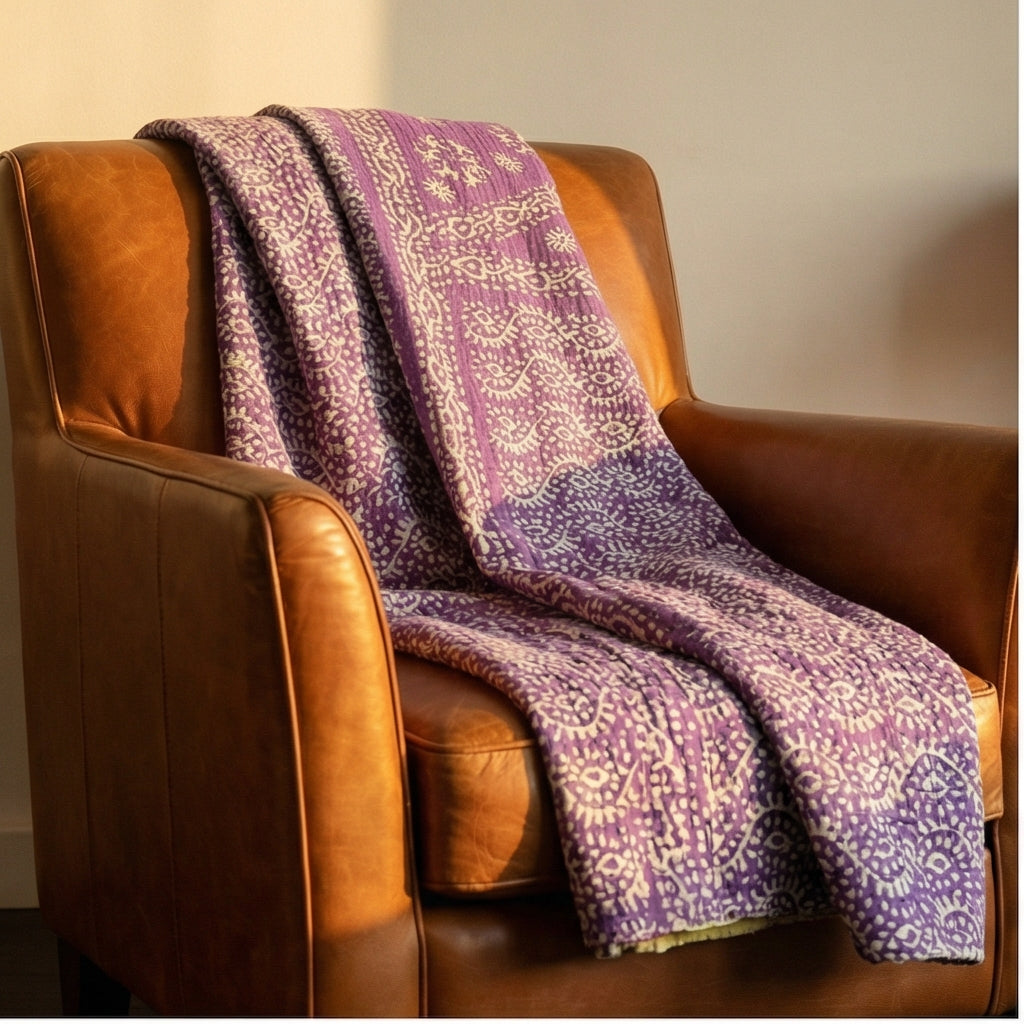 Eternal Stitch Hand-Made Kantha Throw Blanket