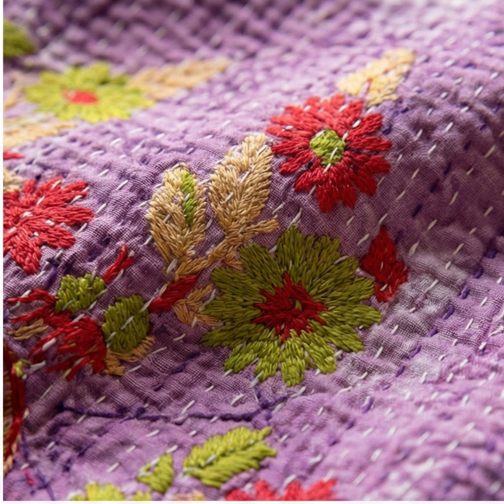 Eternal Stitch Hand-Made Kantha Throw Blanket
