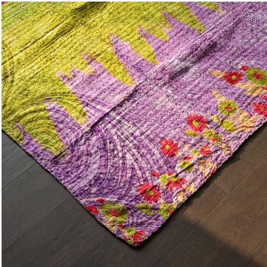 Eternal Stitch Hand-Made Kantha Throw Blanket