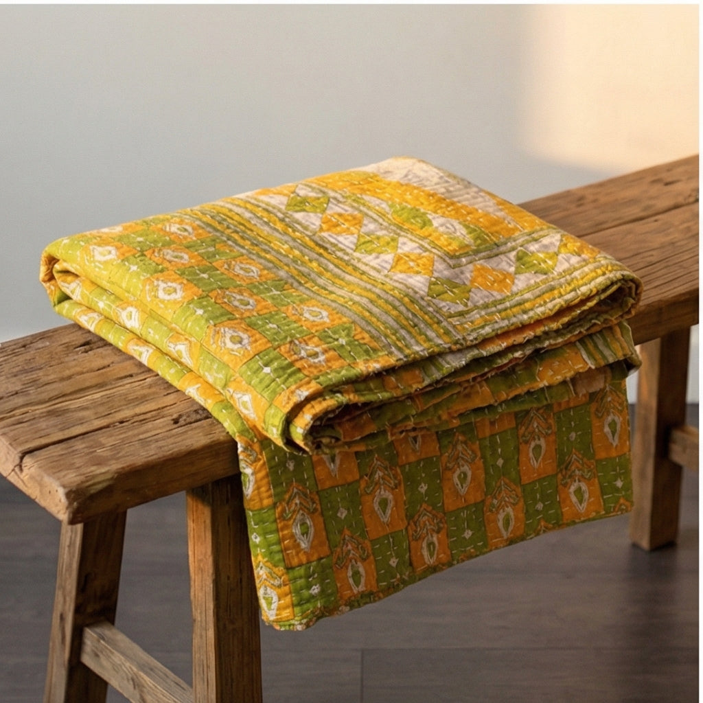Weaver’s Dream Hand-Made Kantha Throw Blanket