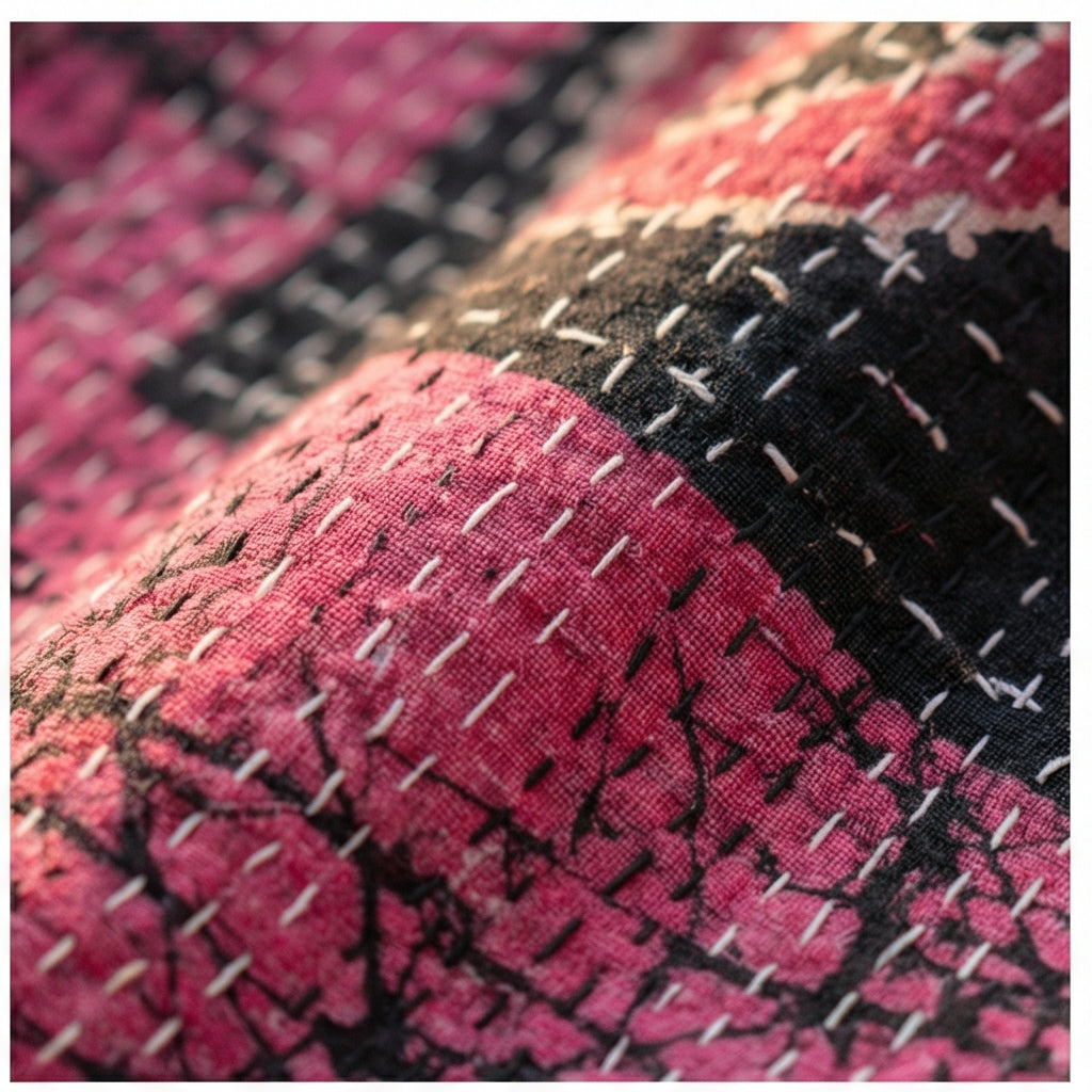 Bazaar Rhythm Hand-Made Kantha Throw Blanket