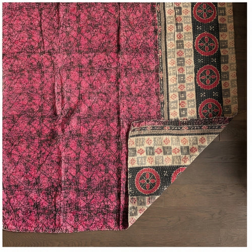 Bazaar Rhythm Hand-Made Kantha Throw Blanket