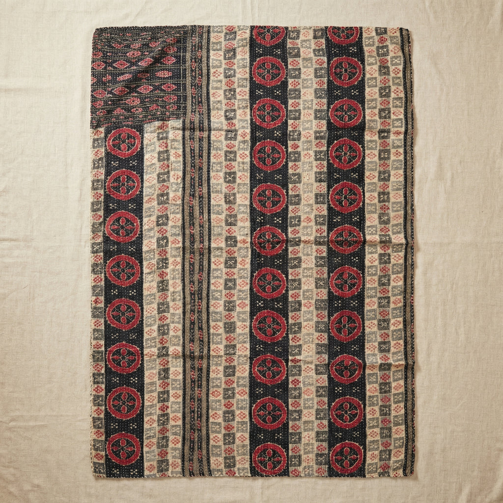 Bazaar Rhythm Hand-Made Kantha Throw Blanket