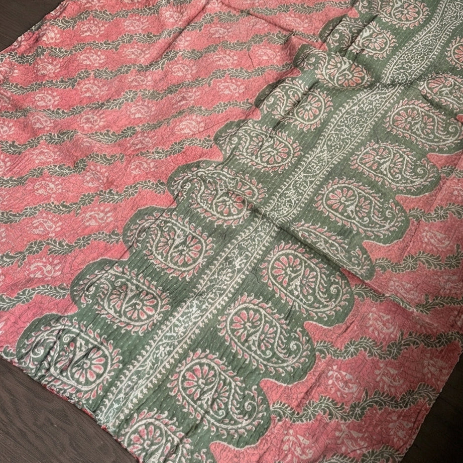 Desert Mirage Hand-Made Kantha Throw Blanket