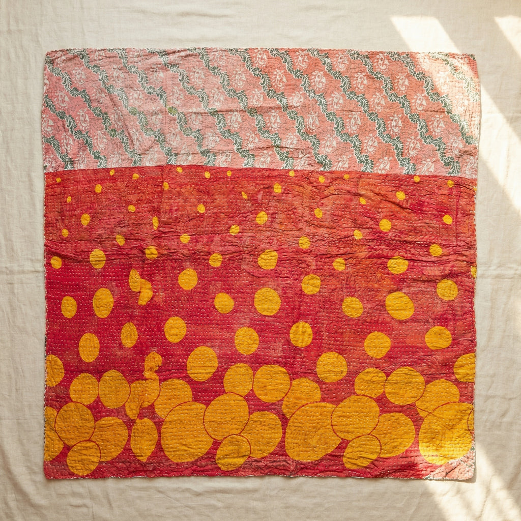 Desert Mirage Hand-Made Kantha Throw Blanket