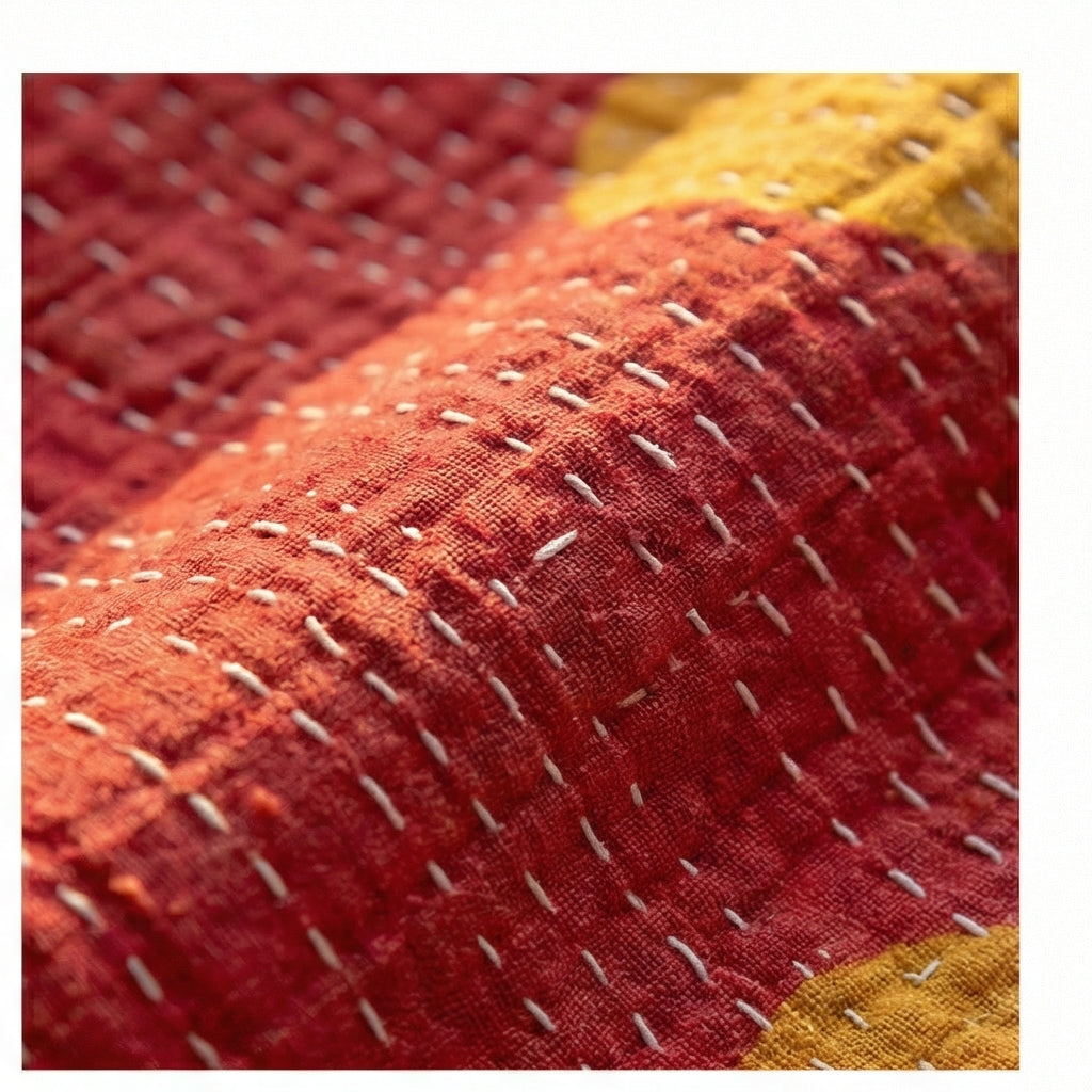 Desert Mirage Hand-Made Kantha Throw Blanket