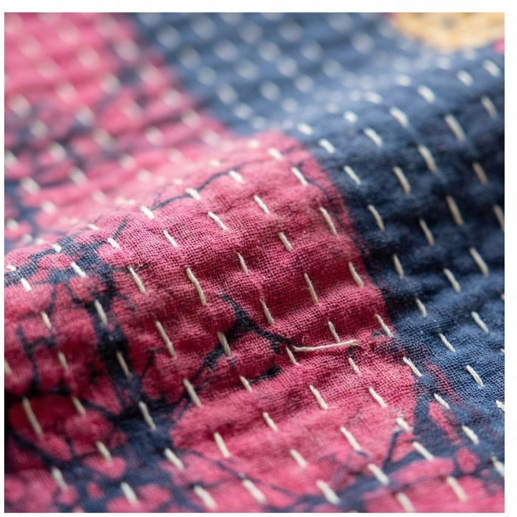 Utsav Spirit Hand-Made Kantha Throw Blanket