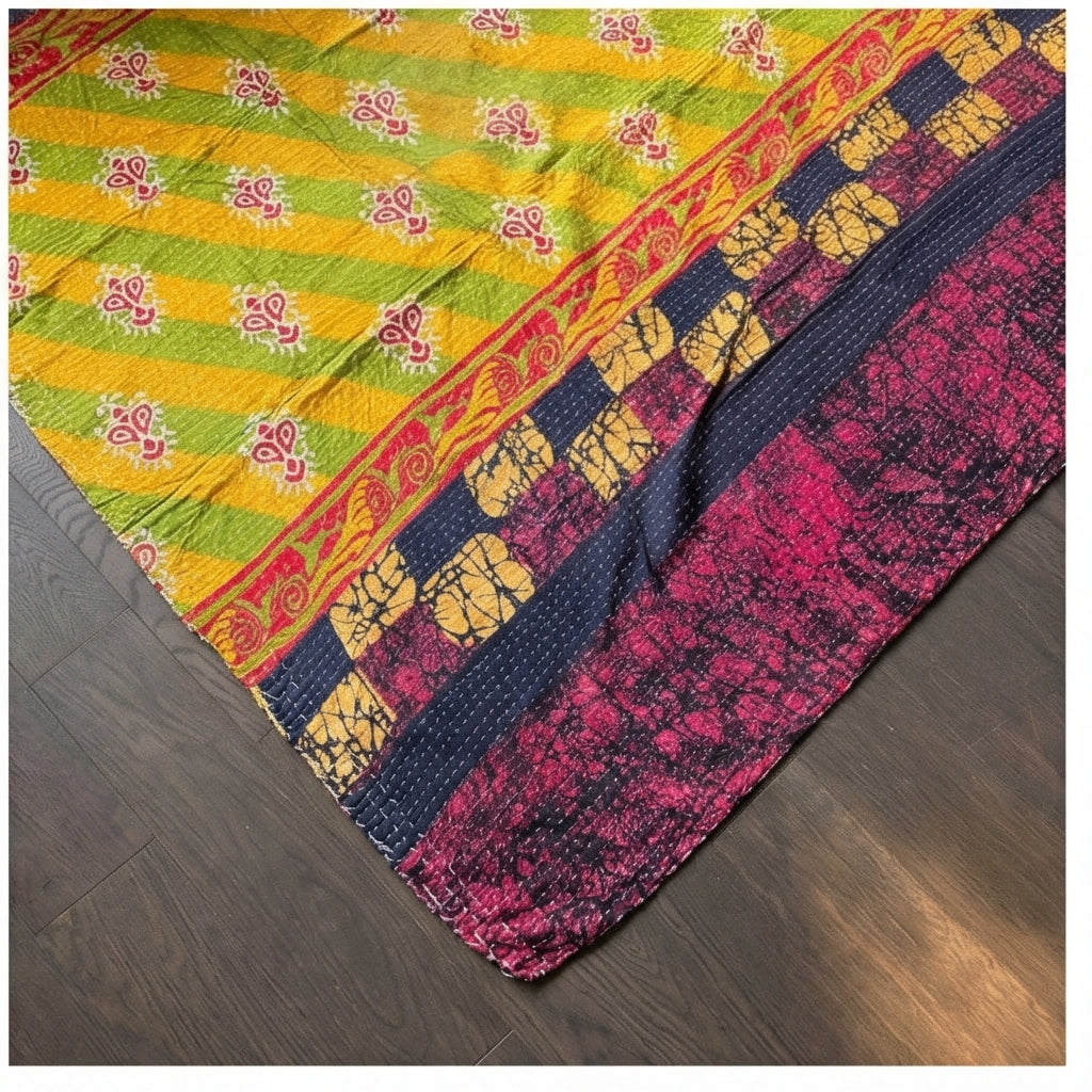 Utsav Spirit Hand-Made Kantha Throw Blanket