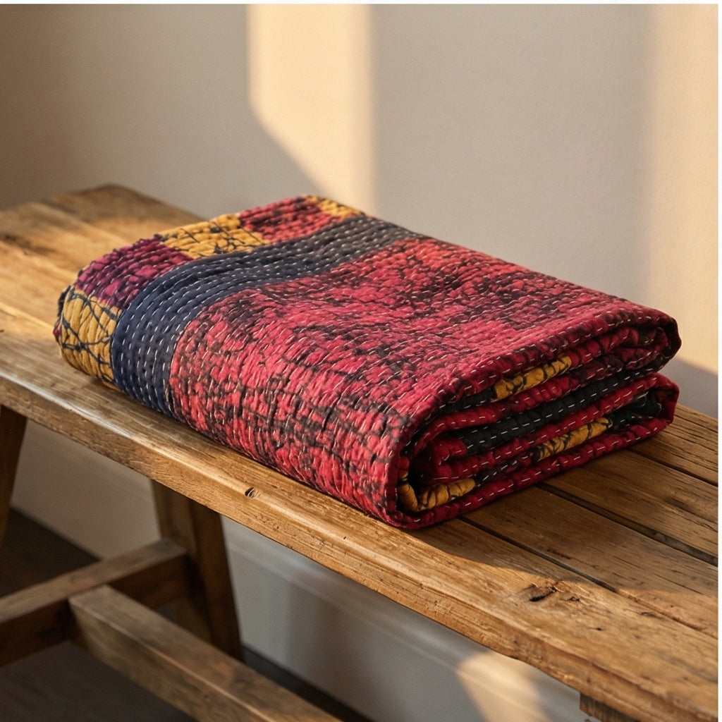 Utsav Spirit Hand-Made Kantha Throw Blanket