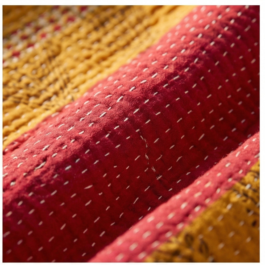 Sacred Stitch Hand-Made Kantha Throw Blanket