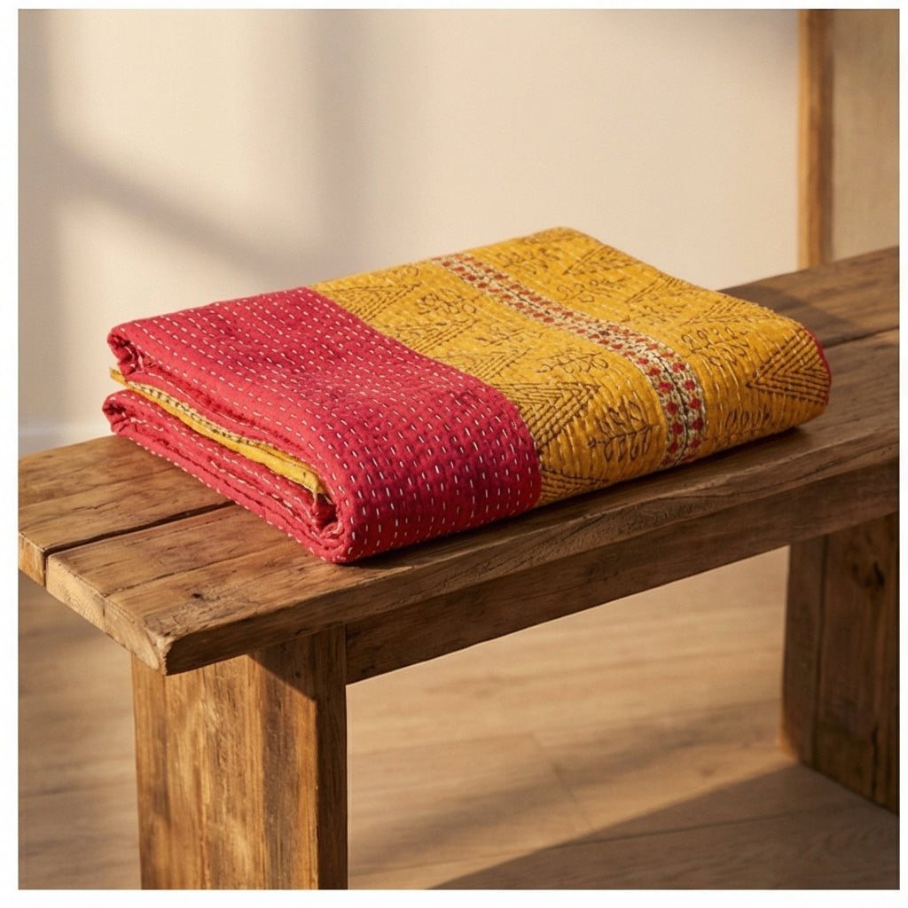 Sacred Stitch Hand-Made Kantha Throw Blanket