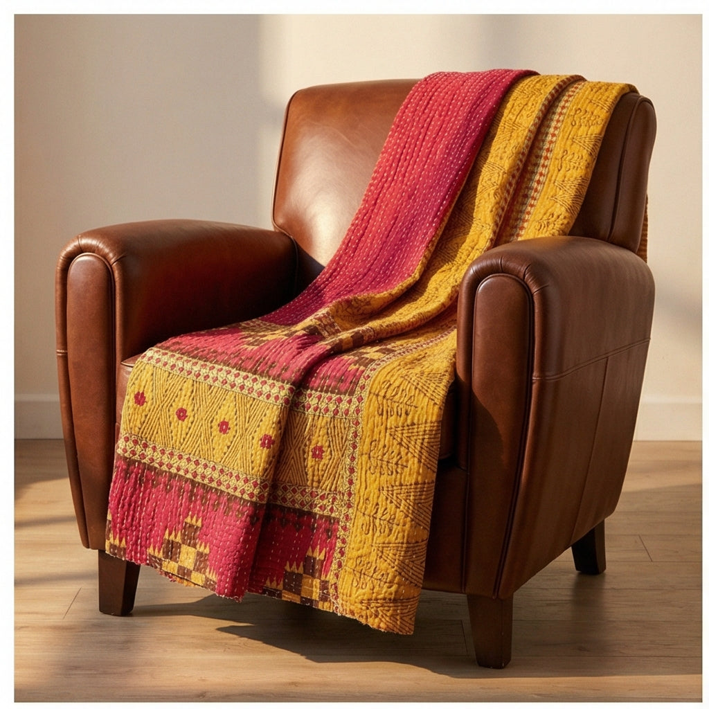 Sacred Stitch Hand-Made Kantha Throw Blanket