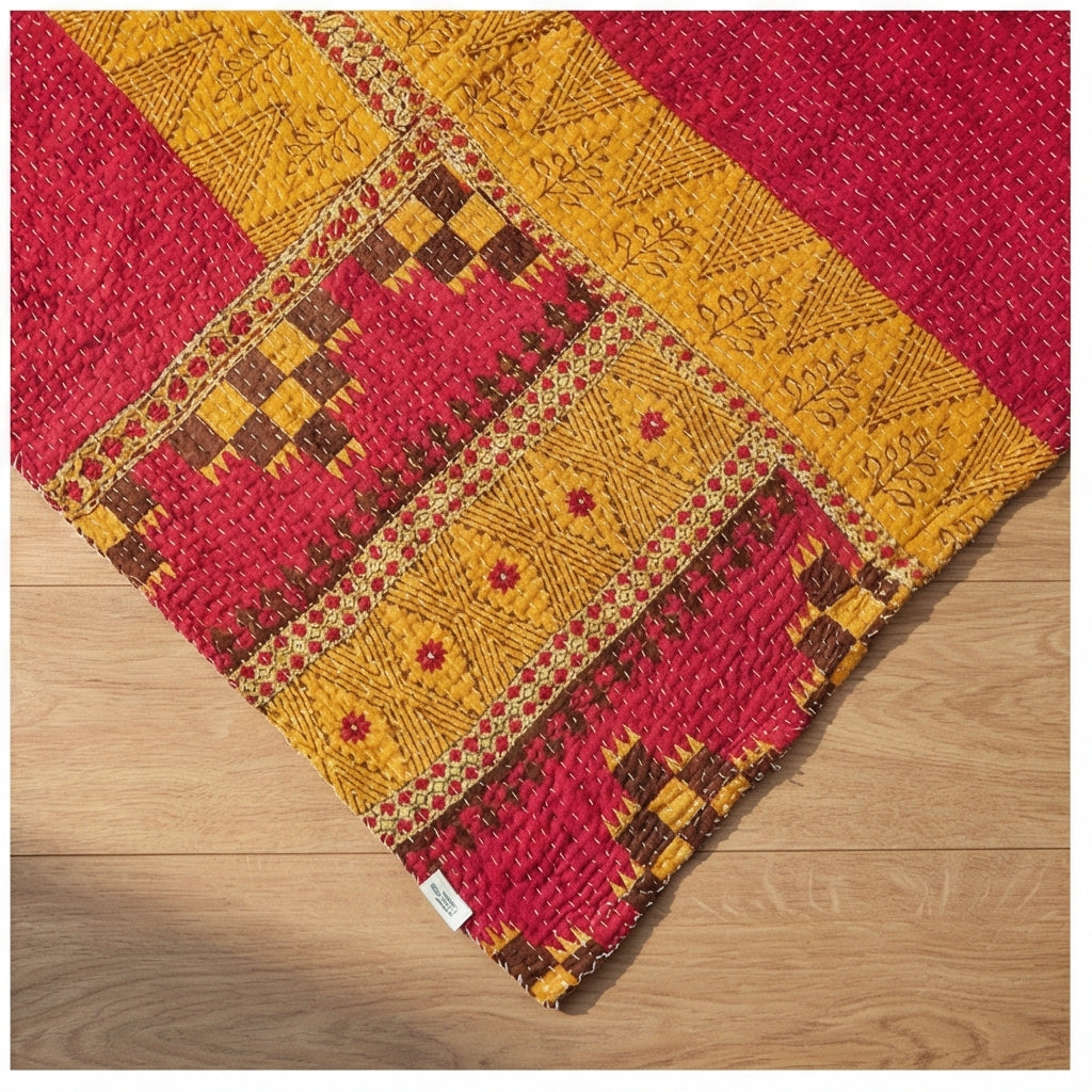 Sacred Stitch Hand-Made Kantha Throw Blanket
