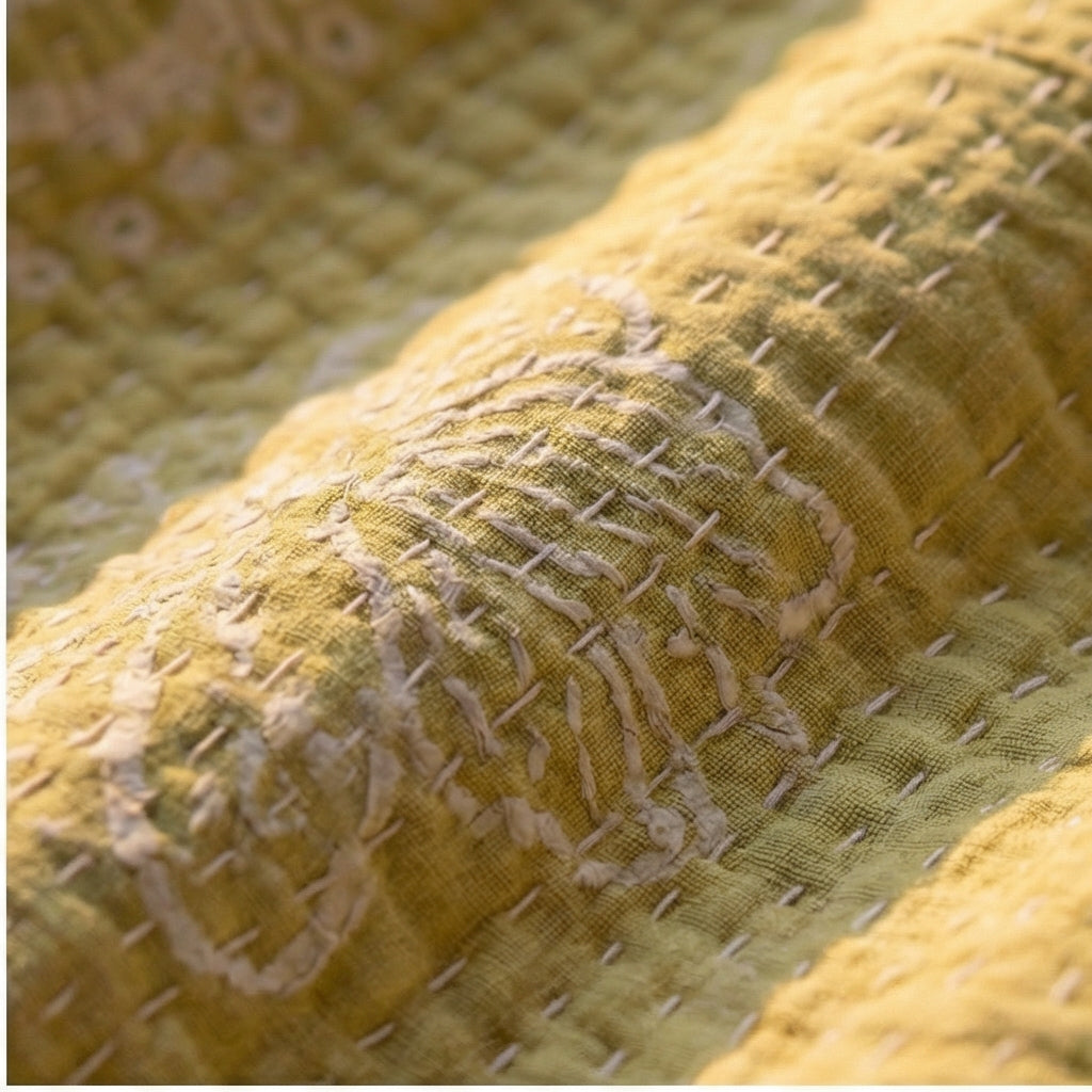 Vintage Voyage Hand-Made Kantha Throw Blanket