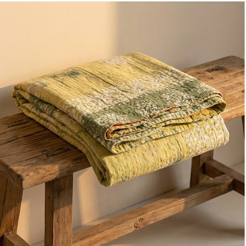 Vintage Voyage Hand-Made Kantha Throw Blanket