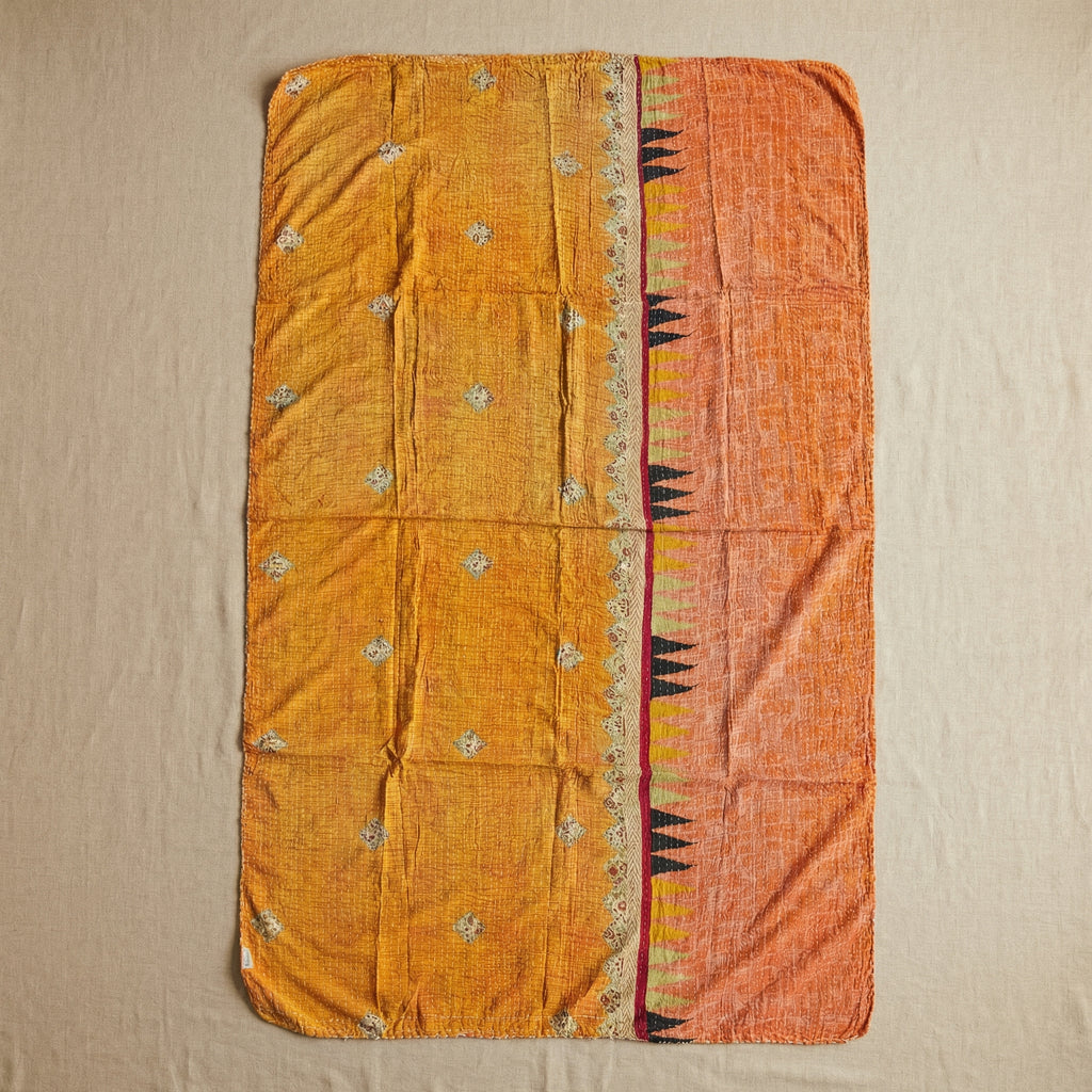 Monsoon Echo Hand-Made Kantha Throw Blanket