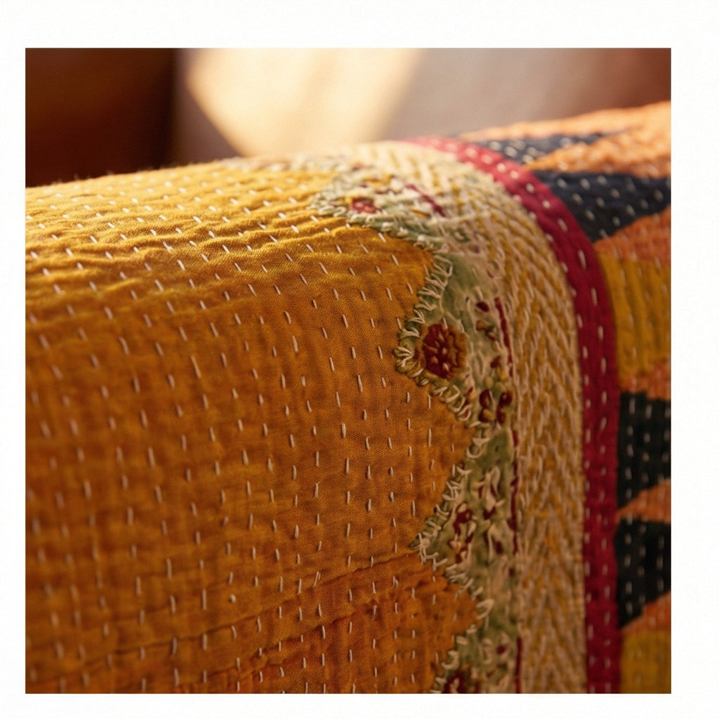 Monsoon Echo Hand-Made Kantha Throw Blanket