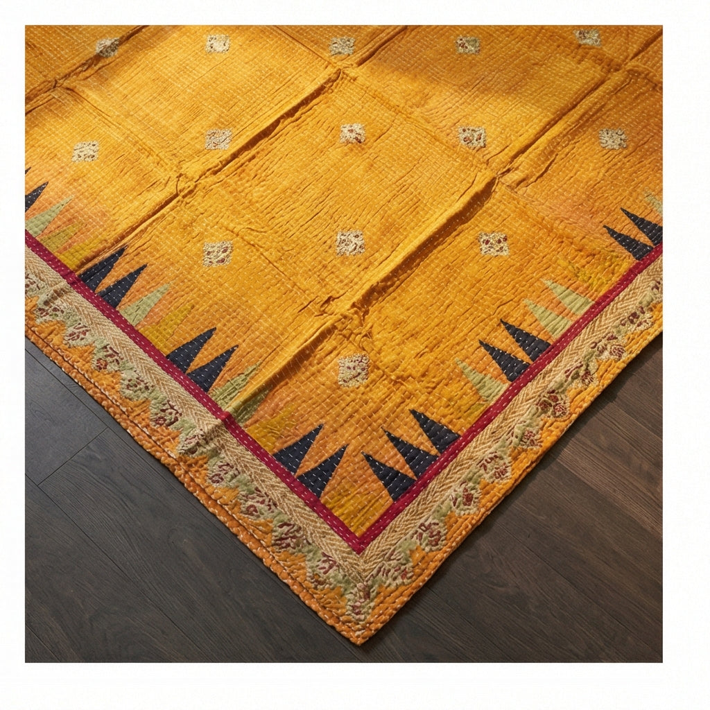 Monsoon Echo Hand-Made Kantha Throw Blanket