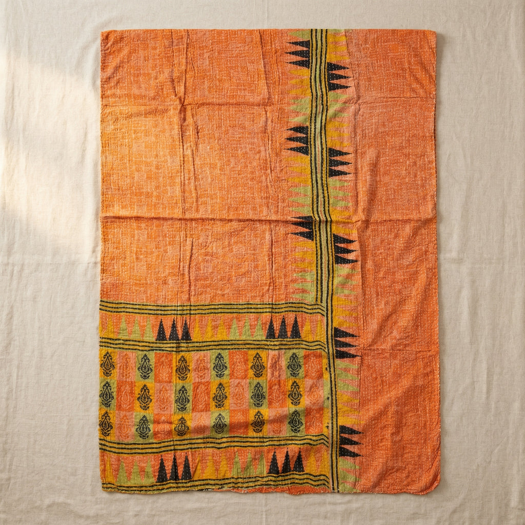 Monsoon Echo Hand-Made Kantha Throw Blanket