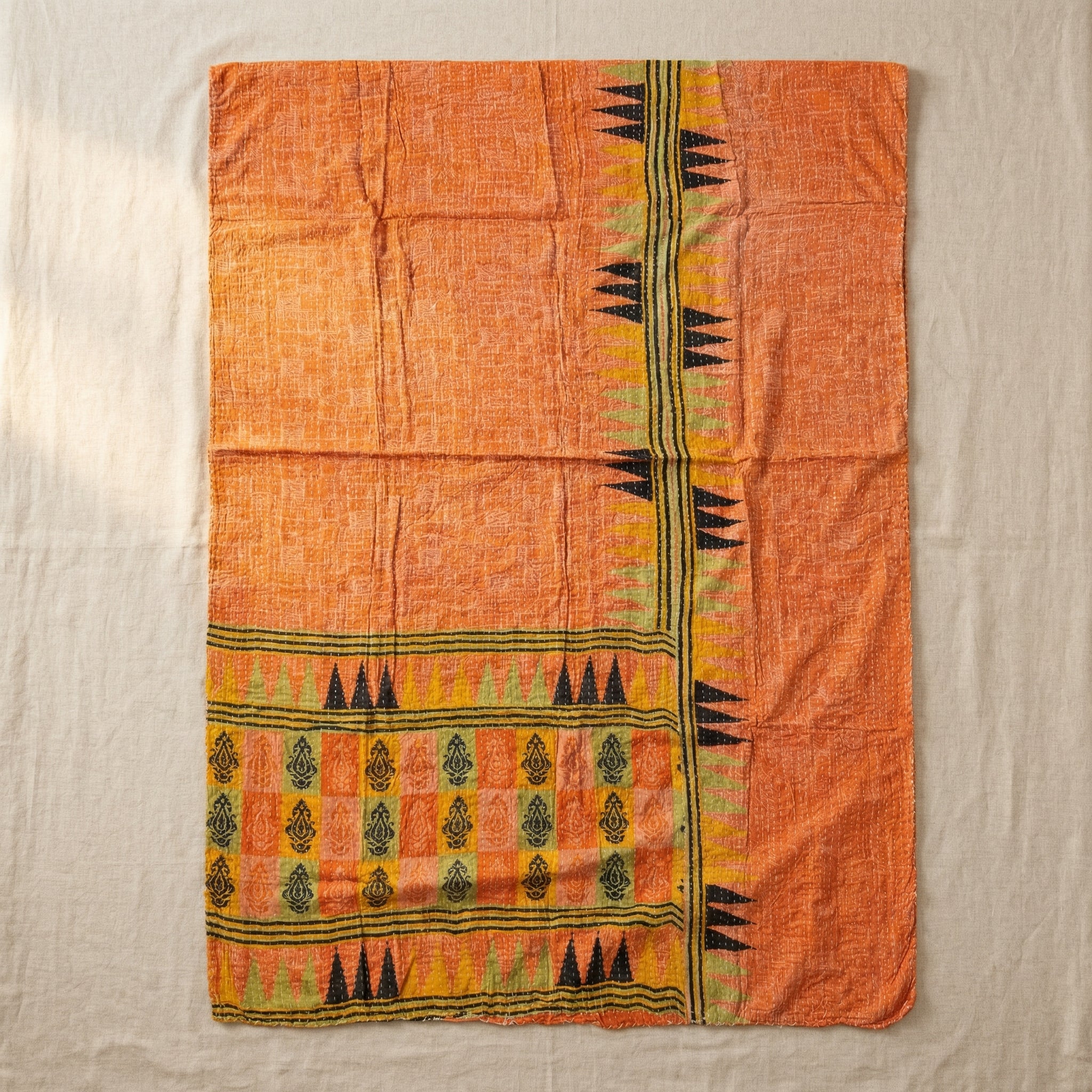 Monsoon Echo Hand-Made Kantha Throw Blanket