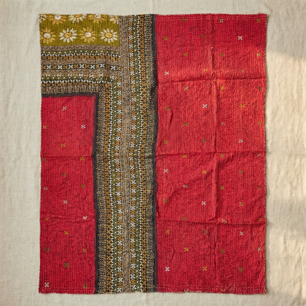 Banyan Grove Hand-Made Kantha Throw Blanket