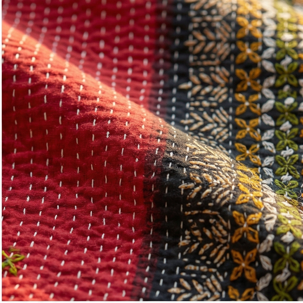 Banyan Grove Hand-Made Kantha Throw Blanket