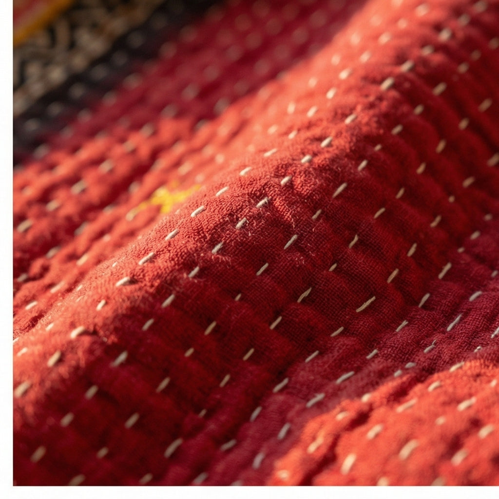 Banyan Grove Hand-Made Kantha Throw Blanket