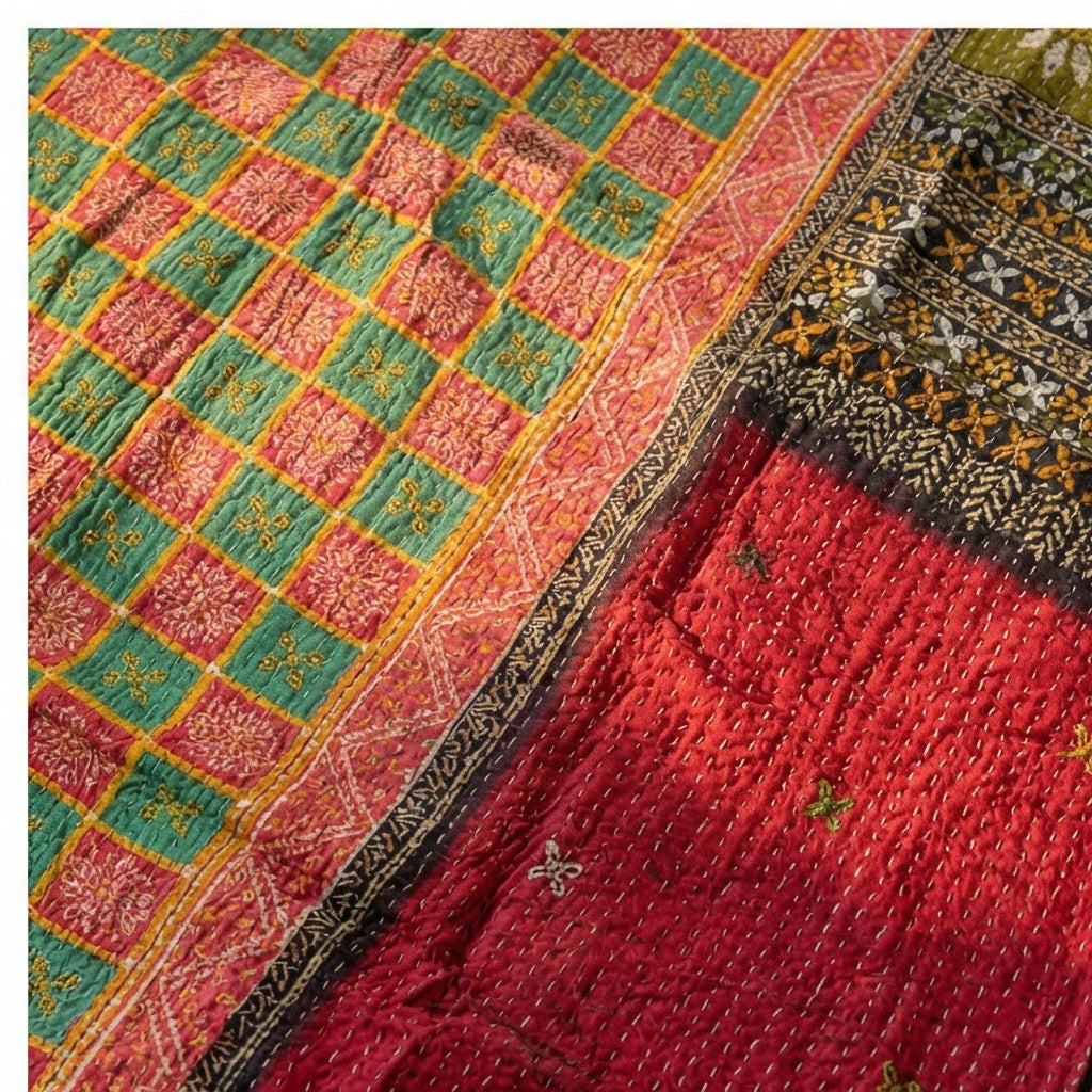 Banyan Grove Hand-Made Kantha Throw Blanket