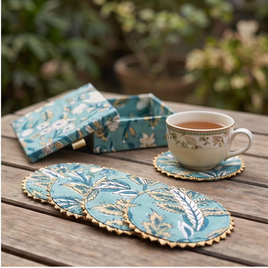 Amber Silk Handmade Royal Tea Coaster Set