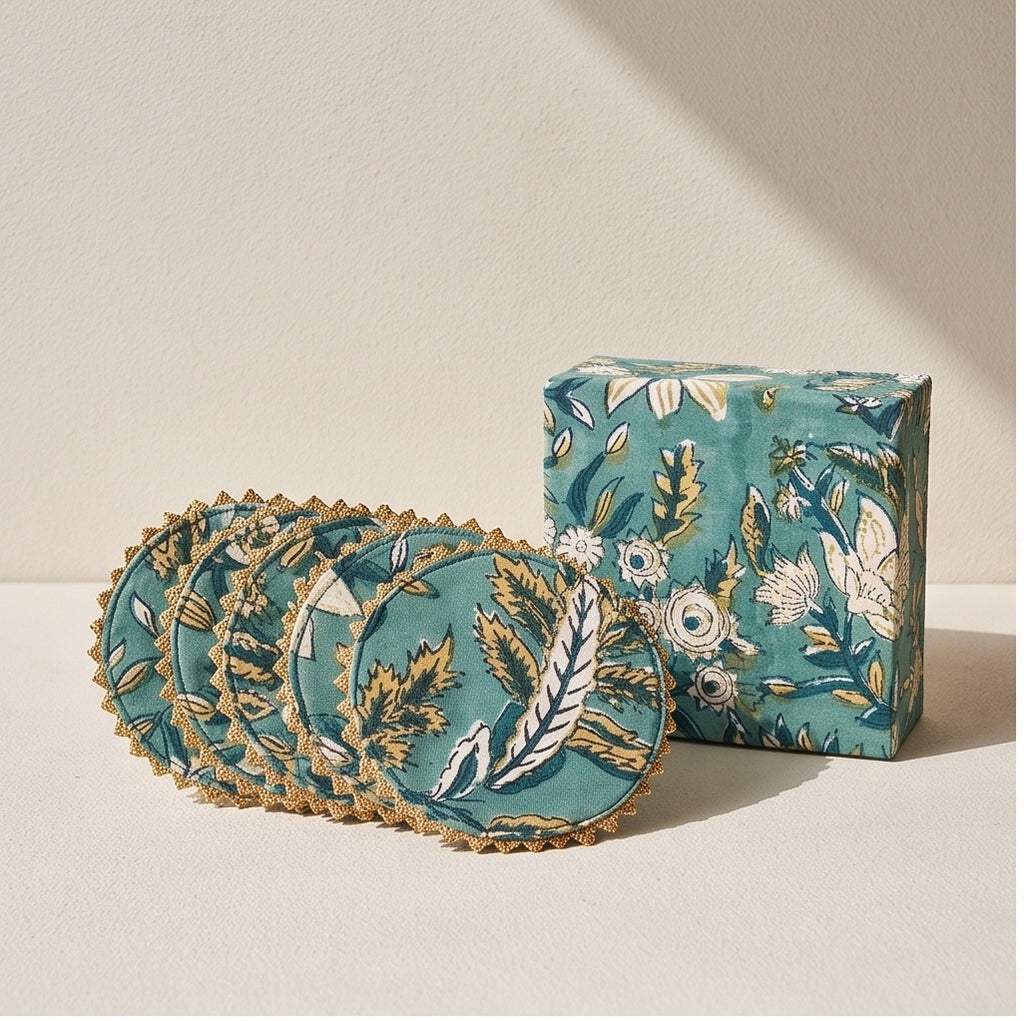 Amber Silk Handmade Royal Tea Coaster Set