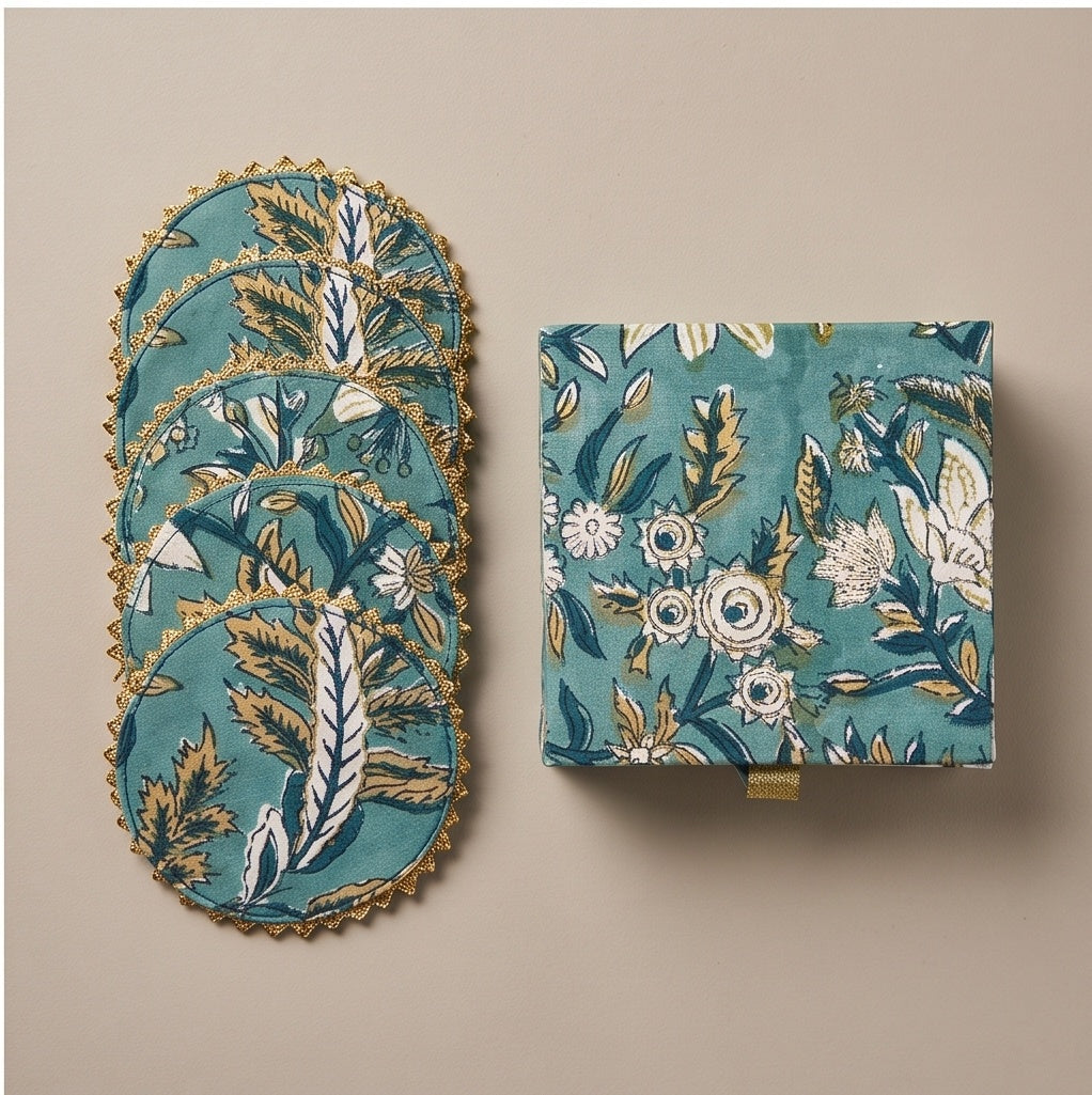 Amber Silk Handmade Royal Tea Coaster Set