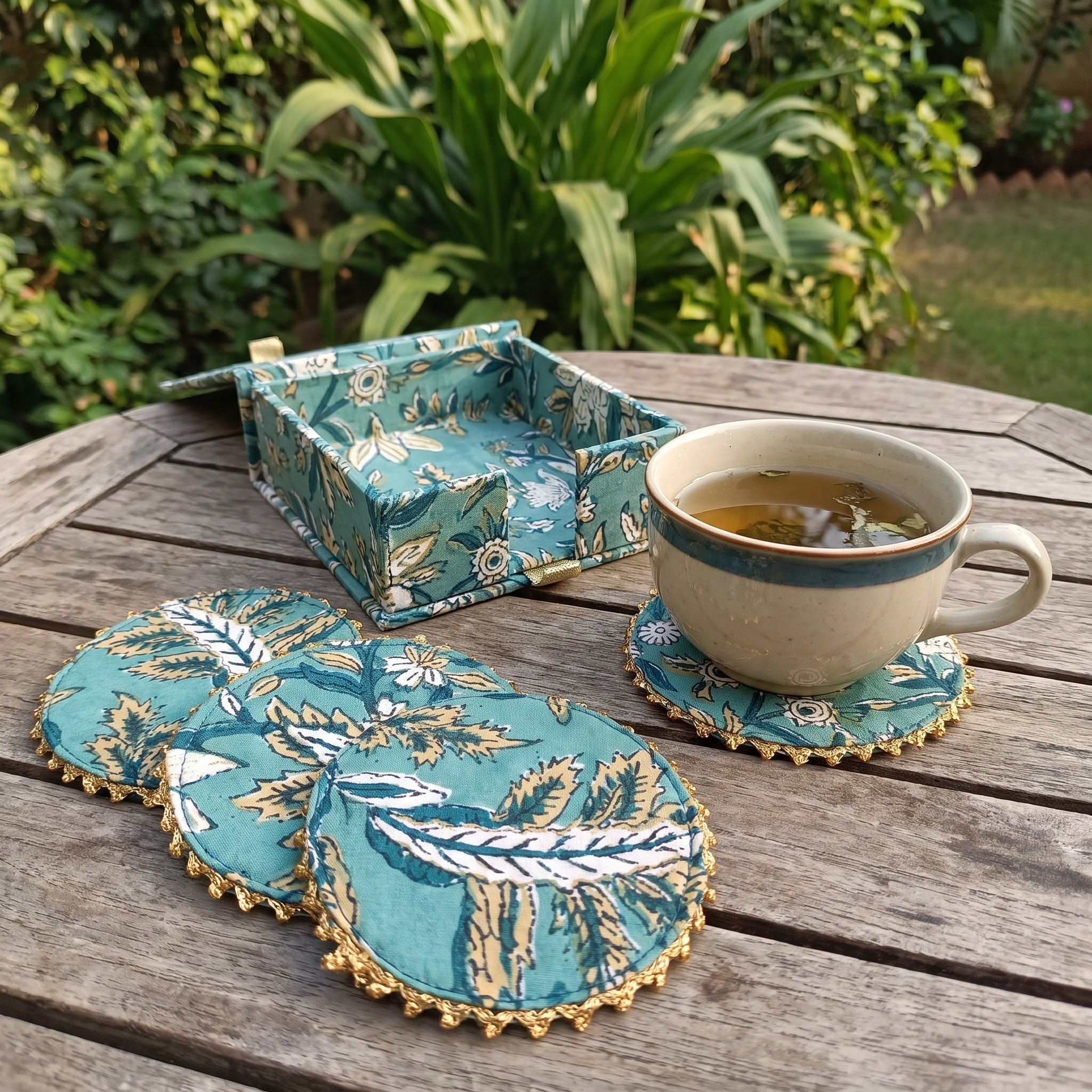 Amber Silk Handmade Royal Tea Coaster Set