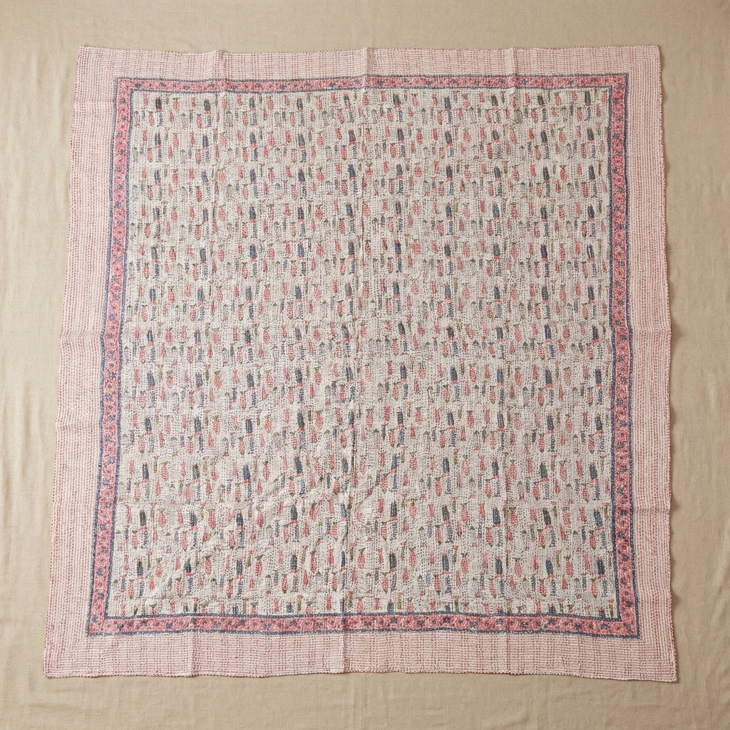 Earthy Fish Kantha King Size Bed-spread (Reversible)