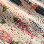 Earthy Fish Kantha King Size Bed-spread (Reversible)
