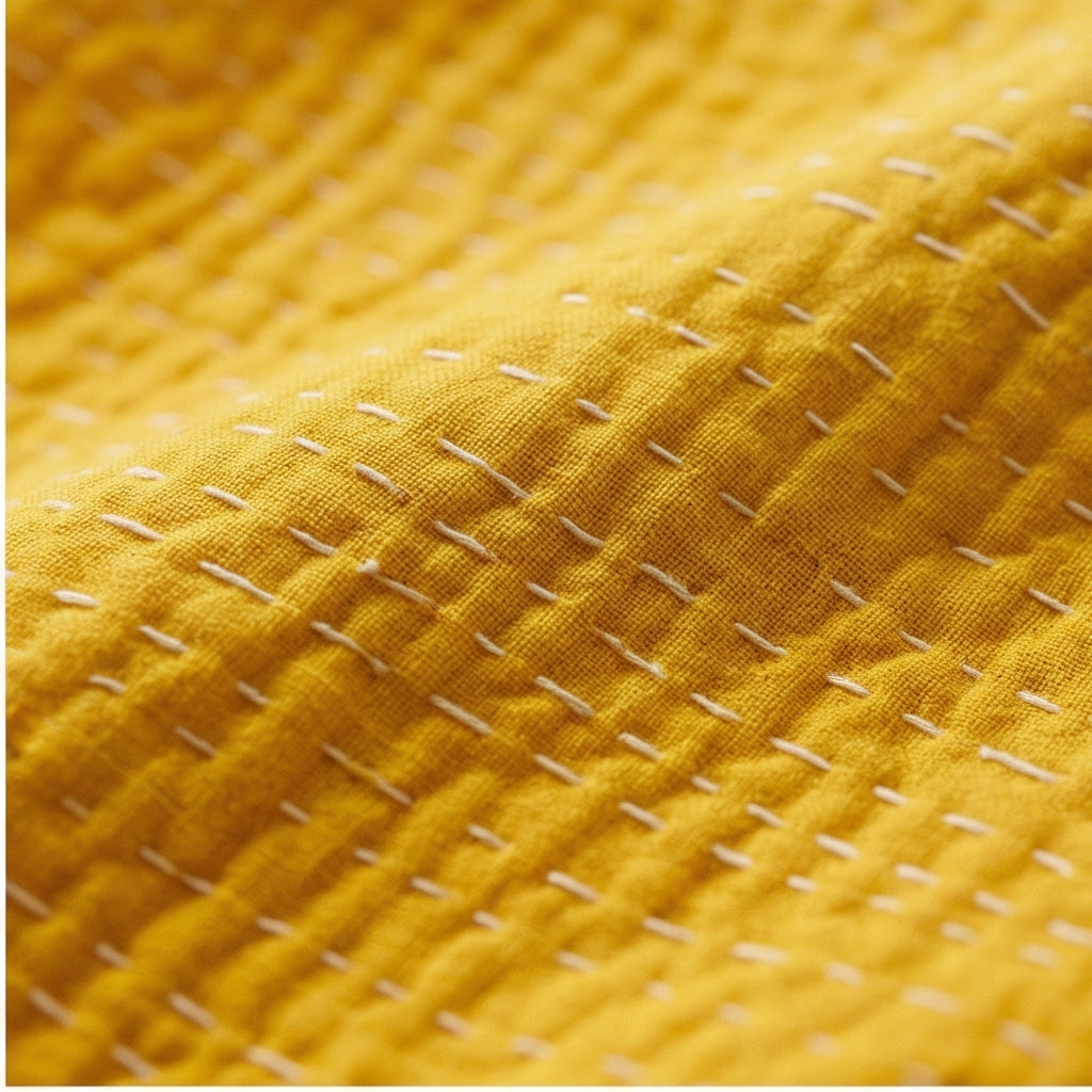 Saffron Bloom Kantha King Size Bed-spread (Reversible)