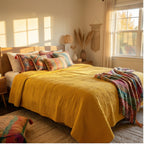 Saffron Bloom Kantha King Size Bed-spread (Reversible)