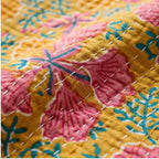 Marigold Garden Kantha Queen Size Bed-spread (Reversible)