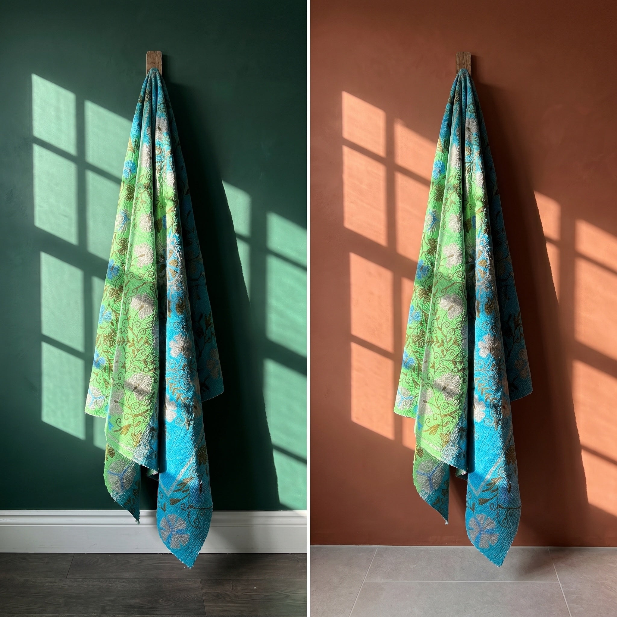 Whisper Fern Luxury Vintage Suzani Kantha Throw